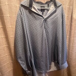 Society Of Threads Grey-Blue Geometric Dress Shirt